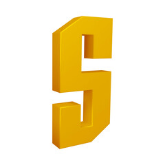 3D golden alphabet letter s for education and text concept