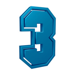 3d blue number 3 design for math, business and education concept 