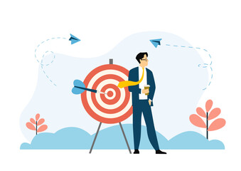 Business motivation. Finance target. Solution searching. Goals and objectives, business grow, business plan, goal setting concept. 