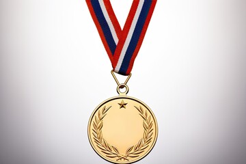 Gold medal with path, ribbon included. Photo generative AI