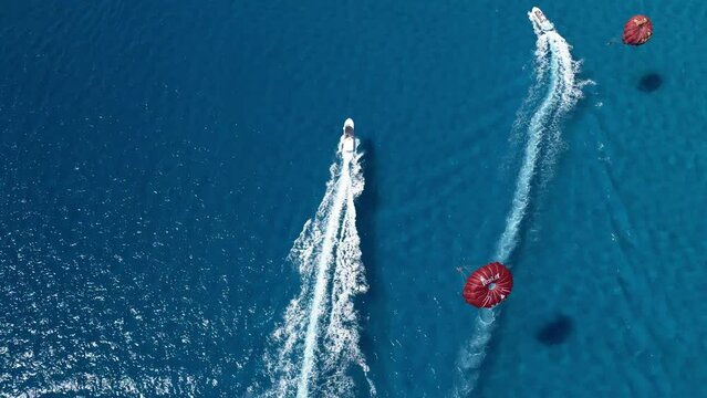 Aerial View of Parasailers