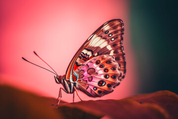 Fototapeta na wymiar Cute pink butterfly. Generative AI