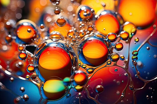 Shiny bubbles macro shot, generative AI