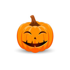 Pumpkin on white background. The main symbol of the Happy Halloween holiday. Orange pumpkin with smile for your design for the holiday Halloween.