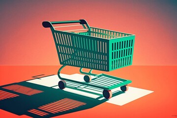 Illustration of a shopping cart symbolizing consumer desertion during online purchase. Generative AI