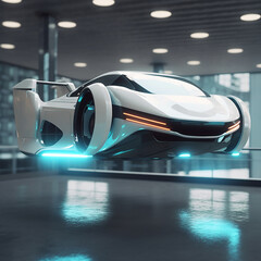 Futuristic Flying Car Levitating, Made With Generative AI