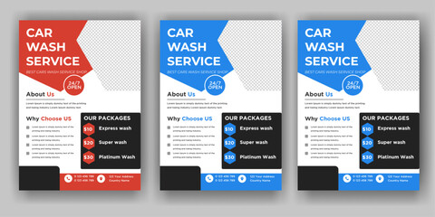 modern car wash car detailing and rental flyer, car service, and price list flyer, automobile car service flyer