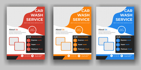 Creative Car Wash Flyer set, Abstract design carwash flyer bundle, Car Detailing, Auto Detailing Flyer, Car Wash poster templates