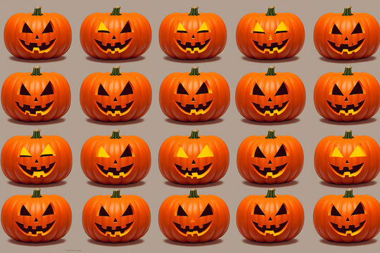 Halloween pumpkins. Jack o lanterns. Generative AI.
