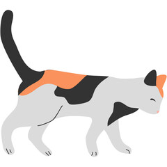 Cat domestic animal walking isolated vector icon