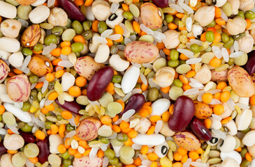 Dried foods; mixed legumes. isoleted on the white background