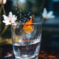 butterfly in a glass