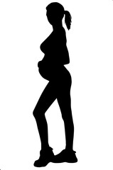 silhouette of a pregnant girl illustration vector 