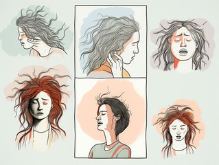 A series of images depicting the impact of mental health on physical health.
