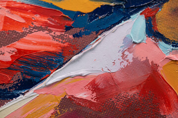 Abstract art background. oil on canvas. Rough brushstrokes of paint. Closeup of a painting by oil...