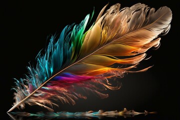 A multi-colored, iridescent plume resembling a rainbow. Generative AI