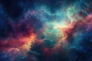 Fototapeta na wymiar Colorful nebula background with stars