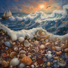 Obraz na płótnie Canvas seashells on the beach