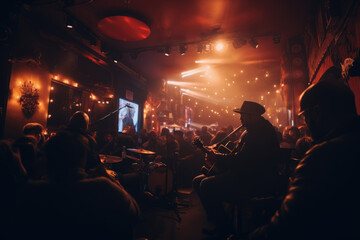 Unplugged Serenade. Intimate Concert in a Small Venue with Acoustic Guitarist. AI Generative