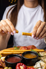 Light and tasty cold appetizers. Close up