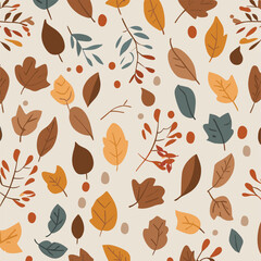 Vector abstract seamless autumn pattern. colorful autumn natural seamless pattern.