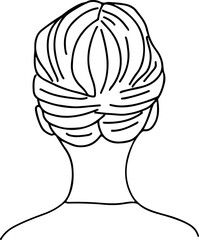 Woman hairstyle portrait backward doodle line art coloring page