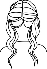 Woman hairstyle portrait backward doodle line art coloring page