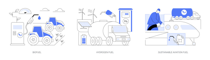 Renewable fuels abstract concept vector illustrations.
