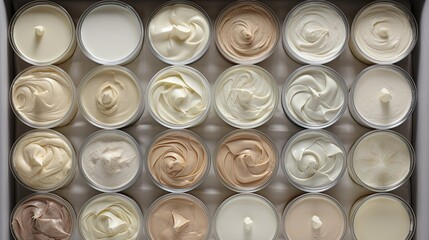  a box filled with lots of different types of creams.  generative ai