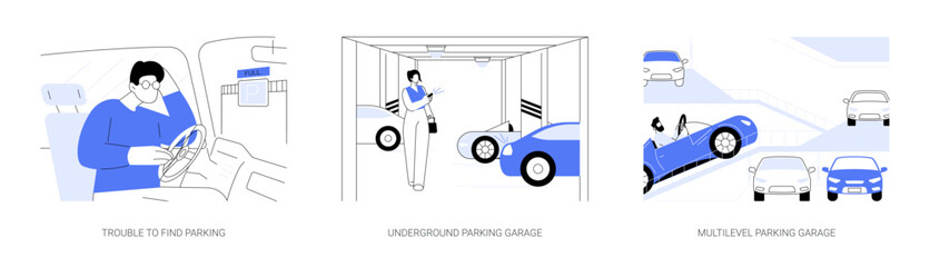 Car parking place abstract concept vector illustrations.