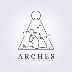 Arches national park logo landmark icon vector illustration design