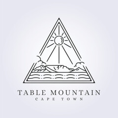 line art table mountain cape town in badge logo icon symbol sign vector illustration design