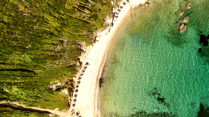 Aerial view of Krifi Ammos beach in Skiathos