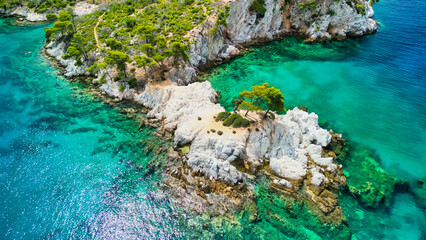 Cape Amarandos beach in Skopelos, Greece - Aerial view