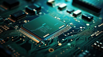 electronic circuit board with GPU chip on a motherboard