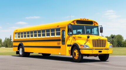 Fototapeta na wymiar Long yellow school bus to get back to school