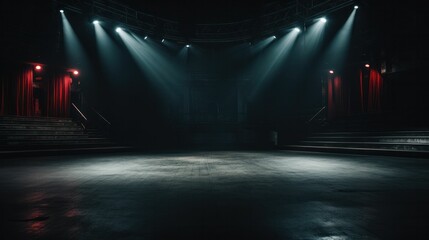 Empty dark stage with spotlight - obrazy, fototapety, plakaty