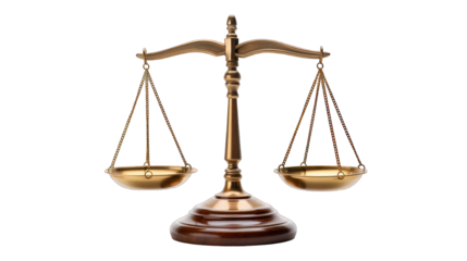 Fairness scales of justice isolated on white transparent background