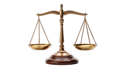 Foto op Canvas Fairness scales of justice isolated on white transparent background © Generative Professor