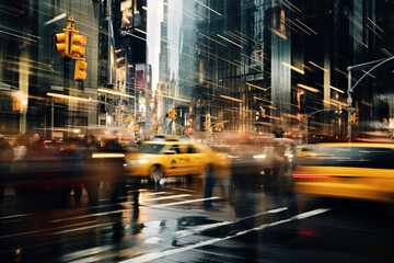 Fototapeta na wymiar night view of the city, New York, blurred AI generated