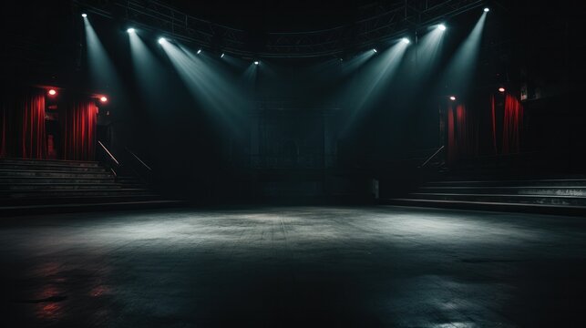 Empty dark stage with spotlight