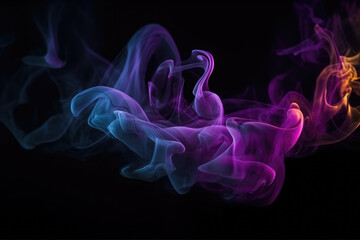 Fototapeta premium Beautiful abstract futuristic dark background with neon glow and purple smoke.