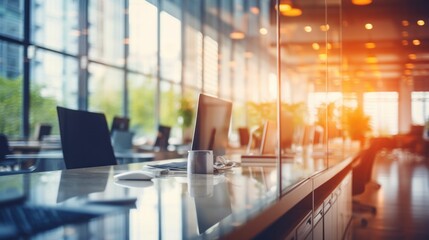 Light modern office space with computers