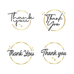 Thank you. Handwritten modern brush lettering inside a golden circle.