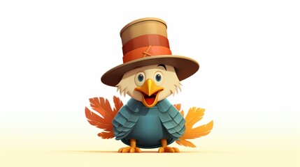 thanksgiving bird in a Pilgrim hat