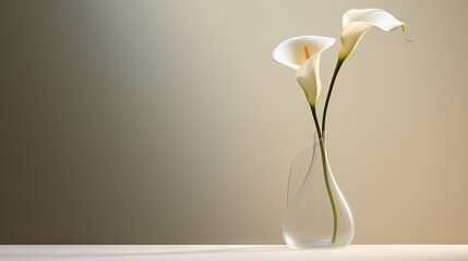  a white flower in a glass vase on a white table.  generative ai