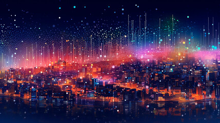 Obraz premium Smart city and abstract dot point connect. Generative AI