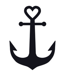 Anchor with heart symbol vector icon