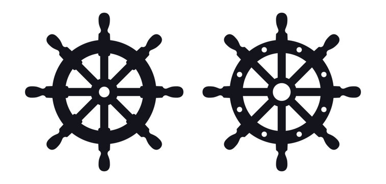 Ship steering wheel vector icon