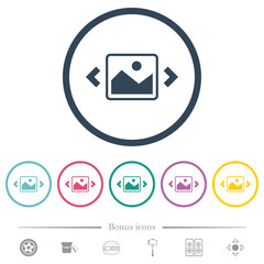 Image slideshow flat color icons in round outlines